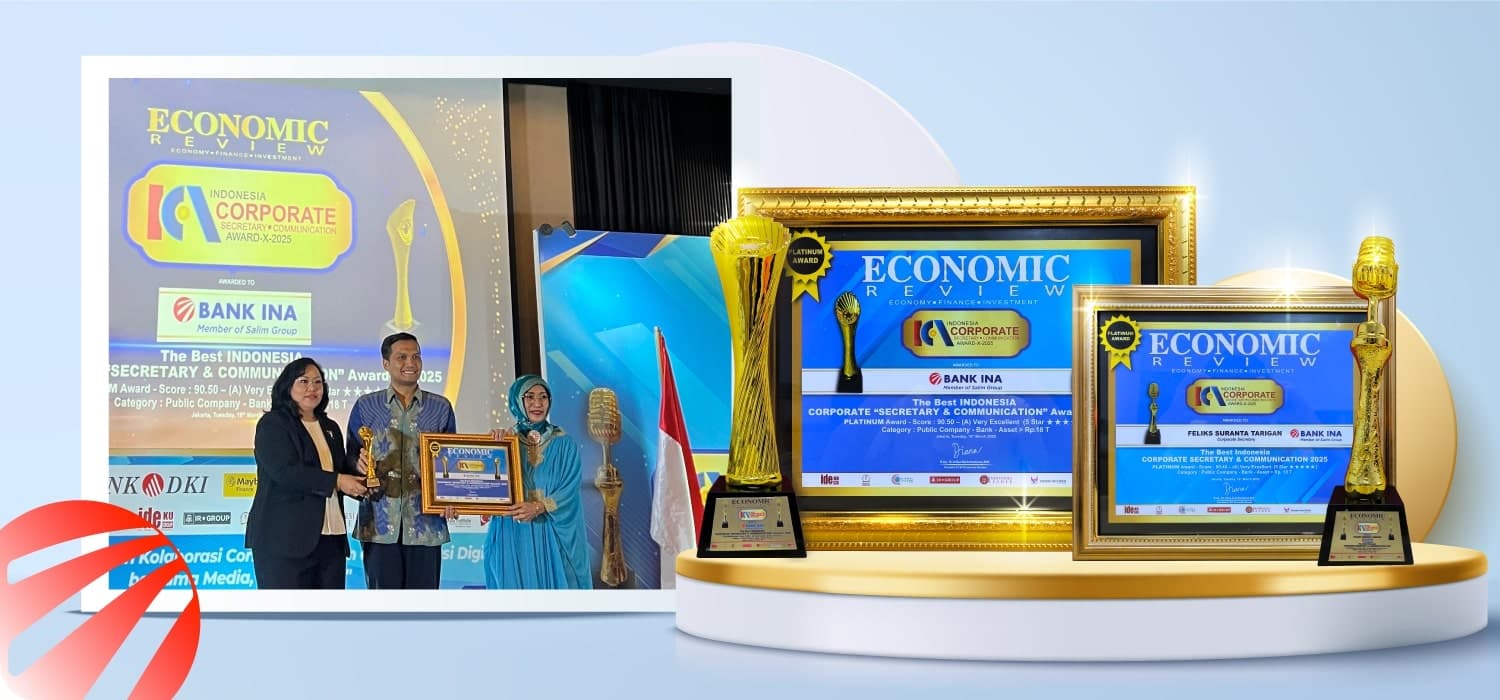 Bank INA Memperoleh Penghargaan The Best Indonesia Corporate Secretary & Communication Award 2025 dari Economic Review
